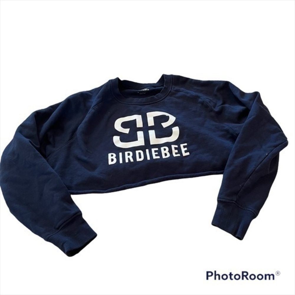 Navy blue BirdieBee cropped crew neck sweatshirt